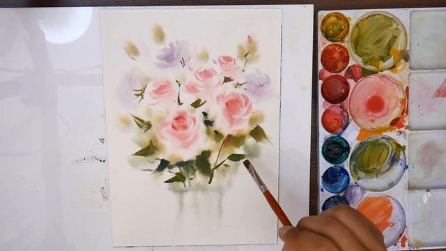 Watercolor painting beautiful roses for your darling