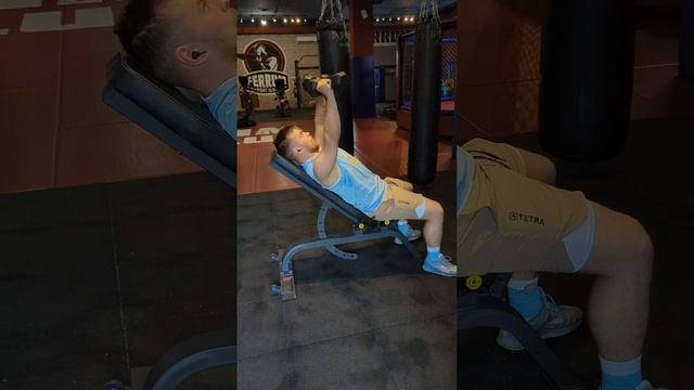 Жим гантелей лежа на скамье 45° #спорт #гантели #fitness #жимлёжа