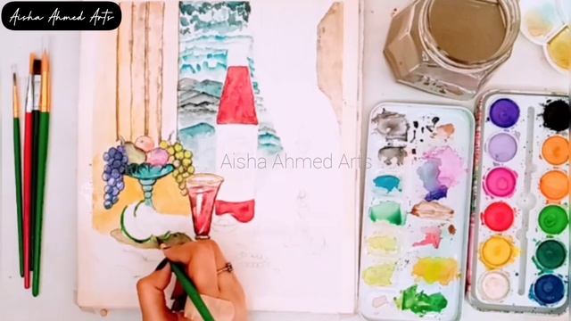 Watercolor painting techniques | Maghrib Time | Still life | Ramadan Iftar painting | Pakistan Food