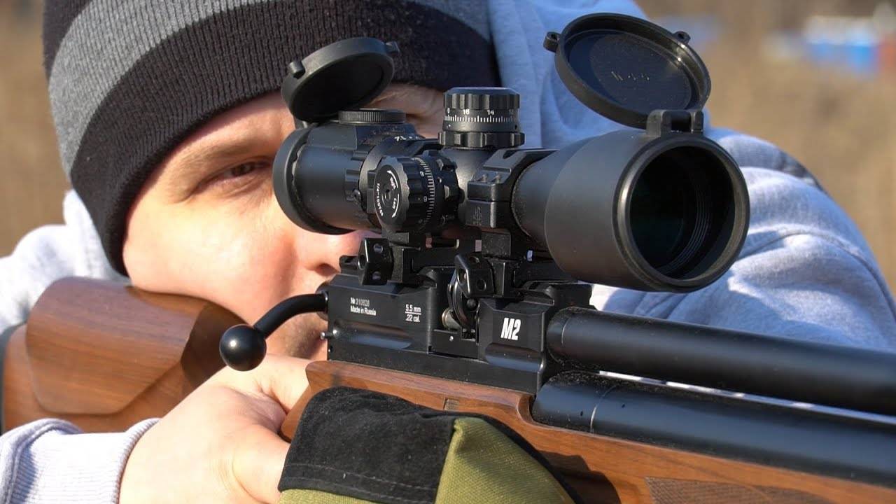 Стрельба из пневматической винтовки ATAMAN M2R 5.5 mm PCP 0.22 cal