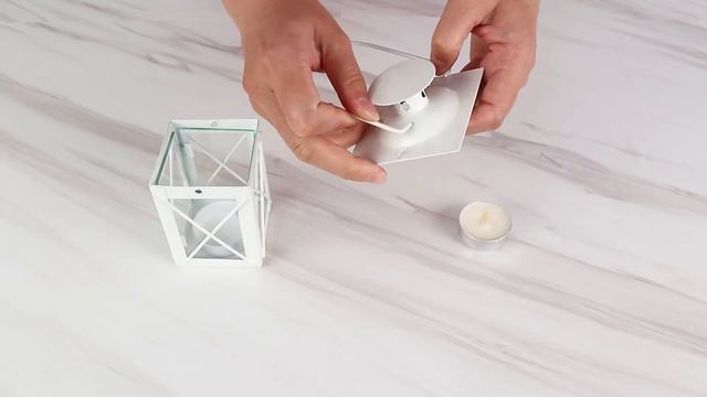 Luminous White Mini-Lantern Tea Light Holder | Kate Aspen - 14006WT