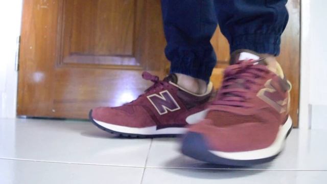 New Balance 770 (Burgundy/Oatmeal) On Feet