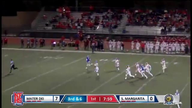 Santa Margarita #6 Dylan Crawford catches short pass and runs 70 yards for the touchdown.