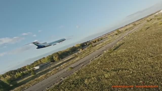Модель ТУ-154. Аэросъёмка полёта.
