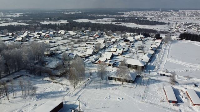 Поселок Игра с высоты птичьего полета Зима. Удмуртская Республика