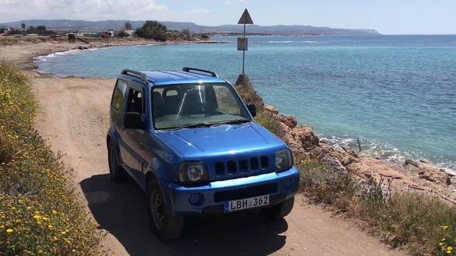 Driving my Blue Suzuki Jimny next to the Mediterranean Sea in CYPRUS