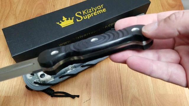 KIZLYAR LEGION NIOLOX TOOL STEEL SATIN BLACK G10 HANDLE FIXED BLADE KNIFE 0034