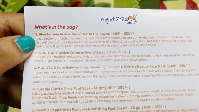 Zobag Mini August 2017| 5 full-sized products | Makeup | Skincare | Footcare