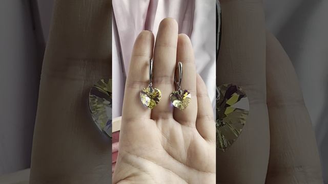 Серьги с сердцами из кристаллов Сваровски (прозрачный хамелеон), Xuping Jewelry