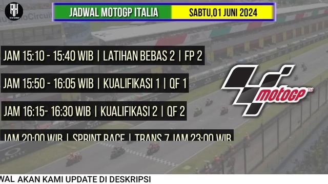 Jadwal Motogp Italia 2024~GP Italia 2024 Seri ke 7~Klasemen Motogp 2024~Jadwal Motogp 2024~Live