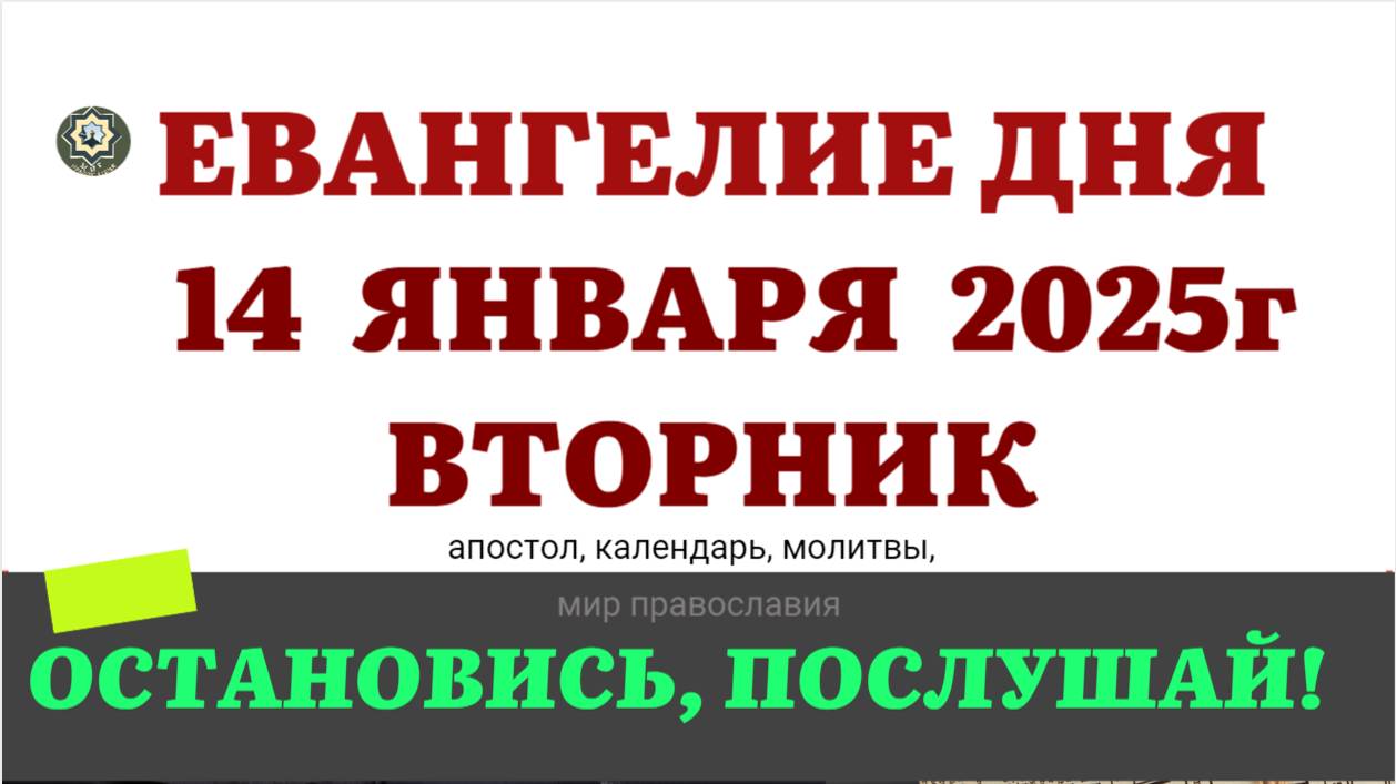 14 ЯНВАРЯ ВТОРНИК ЕВАНГЕЛИЕ АПОСТОЛ КАЛЕНДАРЬ ДНЯ  2025 #евангелие