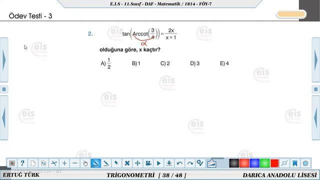 11. Sınıf Matematik EİS DAF 7. Föy ÖDEV TESTİ