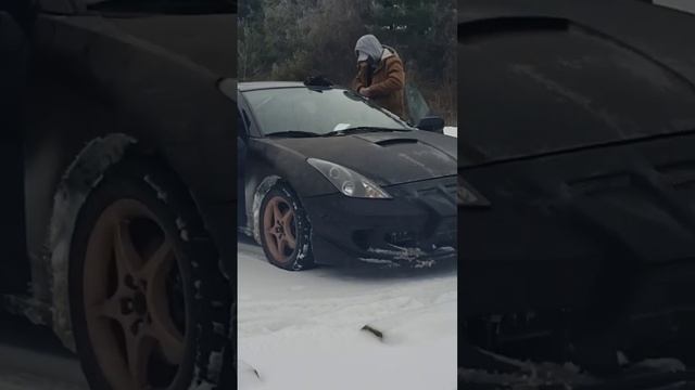 Toyota Celica out loving the snow