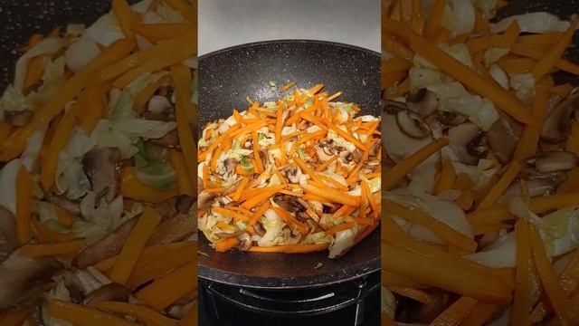 CARROTS AND MUSHROOMS|STIR FRY VEGETABLES #shorts #asmr #carrot #mushroom #lunch