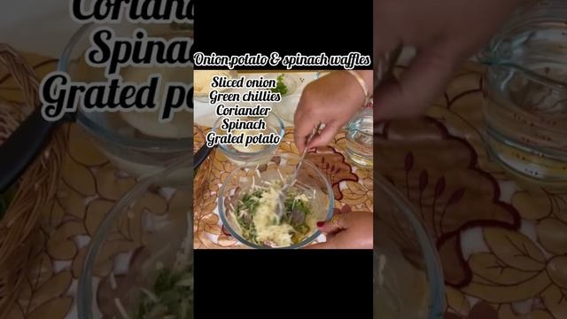 Onion,potato and spinach pakora waffles #shortsyoutube #shorts @LalitaManhas