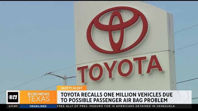 Toyota recalls 1 million vehicles over possible air bag problem