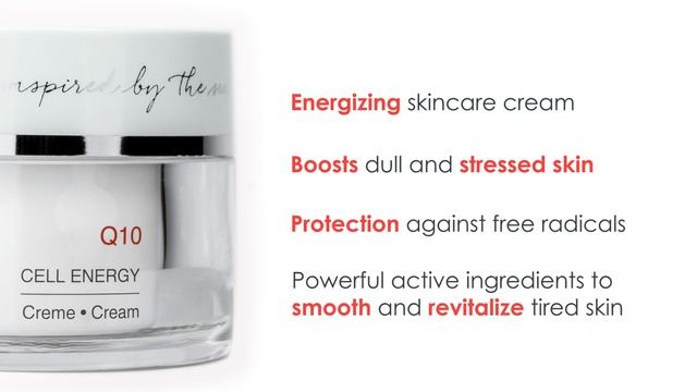 Energizing Anti-Aging Skin Care with Q10 for more vitality & radiance. Ideal for lipid dry skin.