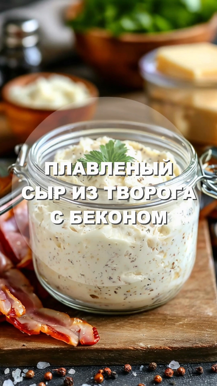 Плавленый сыр из творога с беконом