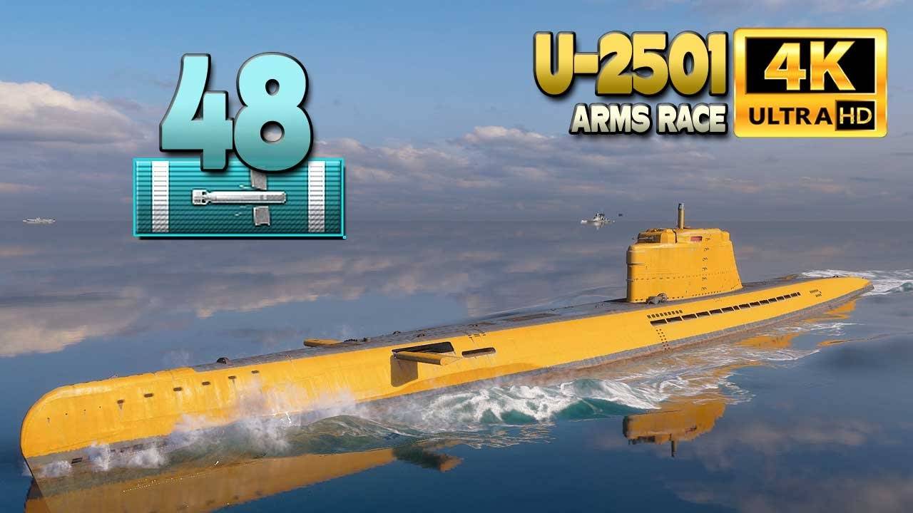 Желтая подводная лодка U-2501 с огромным 5600 базовым опытом игры - World of Warships