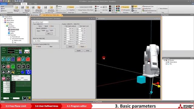 Robot Melfa programming – Lesson 3.6 Parameter: User defined area