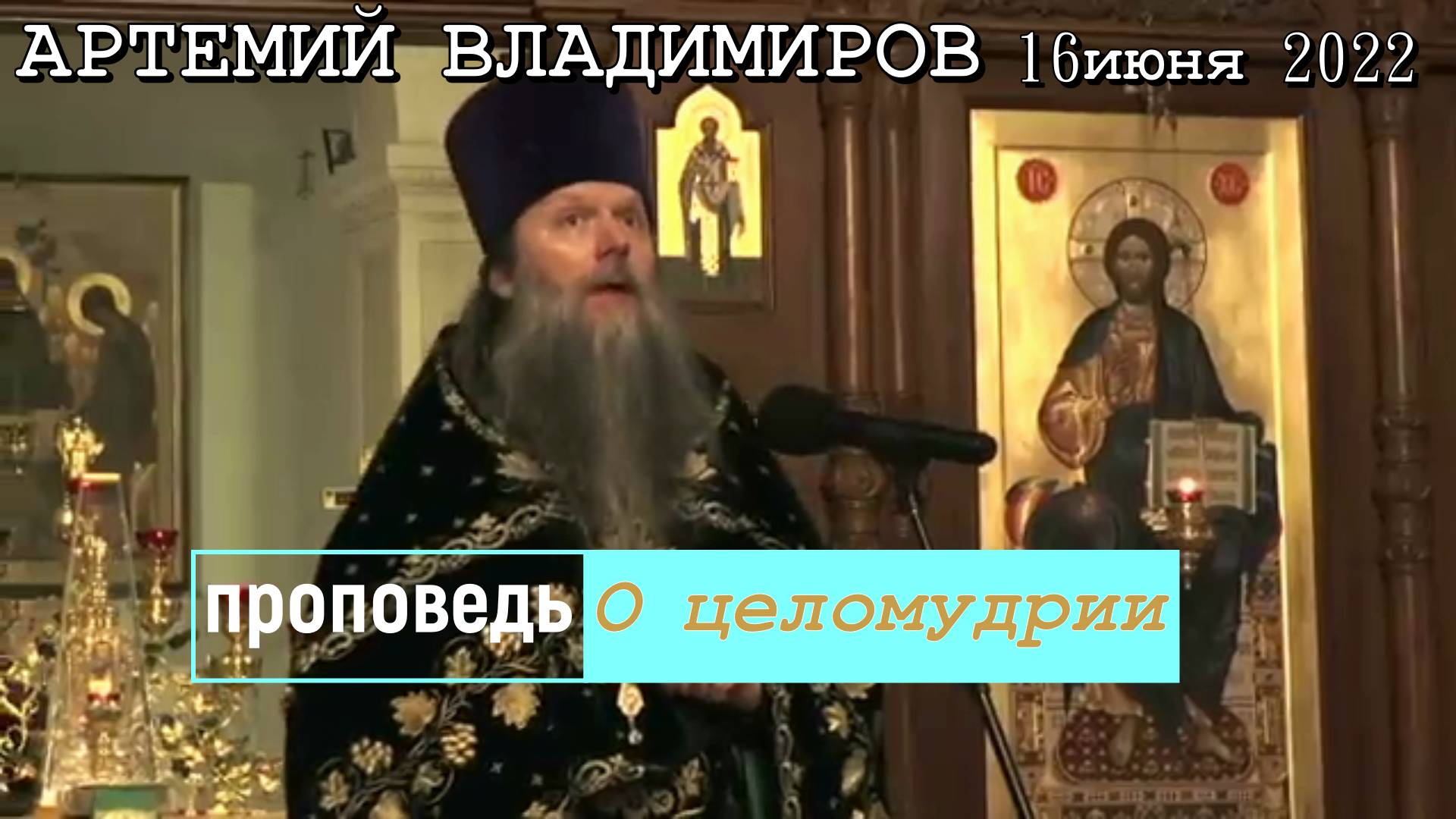 О целомудрии. Проповедь протоиерея Артемия Владимирова.16июня 2022 год.