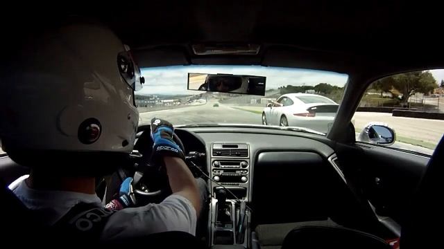 NSX chasing Porsche 911's and a GT3RS at Laguna Seca.