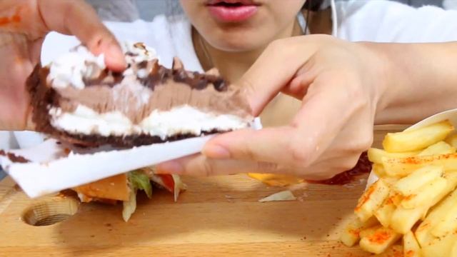 ASMR EATING BURGER KING WHOPPER + FRIES + CHOCOLATE SUNDAE