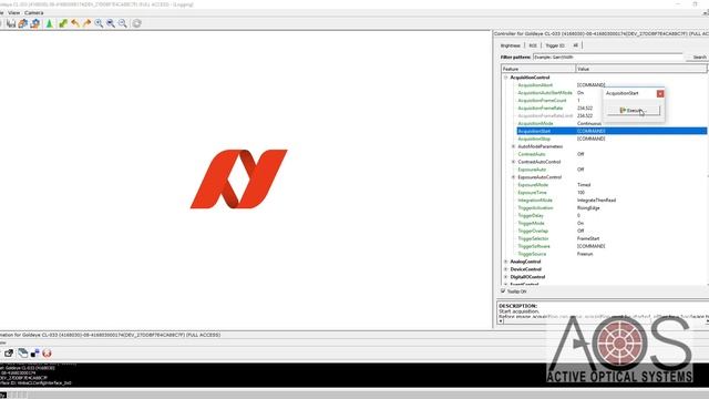 Changing the frame size of the GoldEye camera using an NI frame grabber for the AOS Software