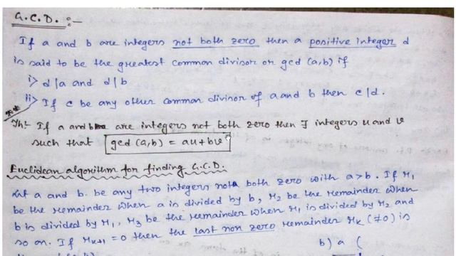 Euclidean Algorithm for G.C.D and related problems: Number Theory