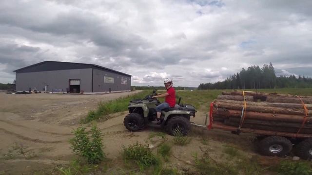 Can am outlander L -15 mallin testausta iso tukkikärry perässä