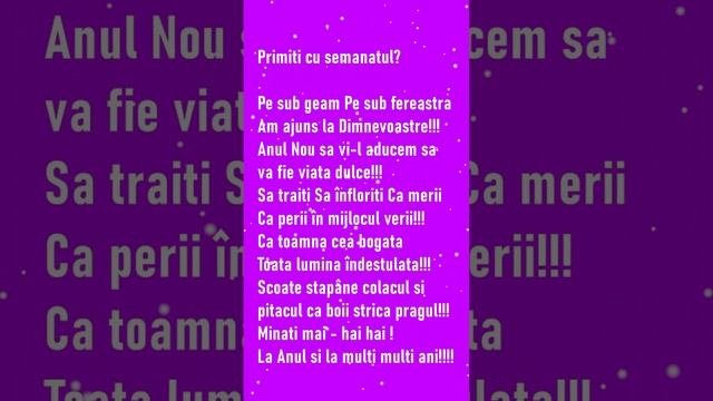 🔴 Primiti cu semanatul?🔔🌲🤗🎅🏻🌲⛄❄️❄️#moldova #cusemanatu #SfintuVasile #CuAnulNouPeVechi