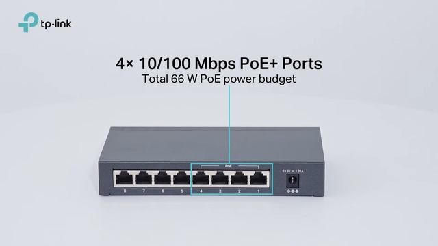 TL SF1008P, 8-Port 10/100Mbps Desktop Switch with 4-Port PoE+