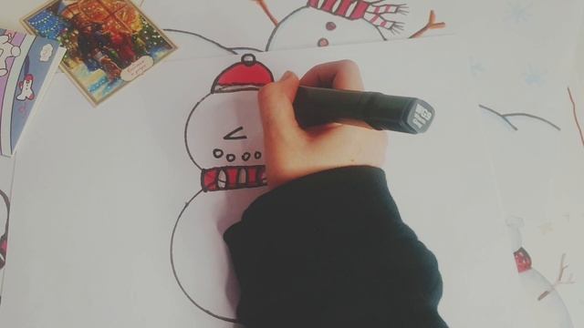 Рисуем снеговика. Рисование для детей от 4 лет
