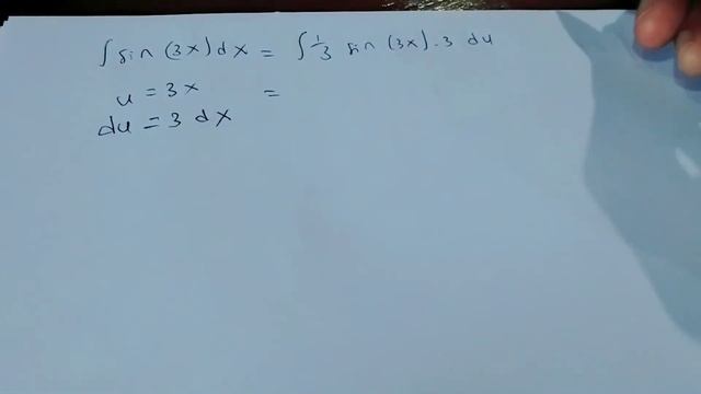 Integral of sin(3x) dx (Integration by Substitution)