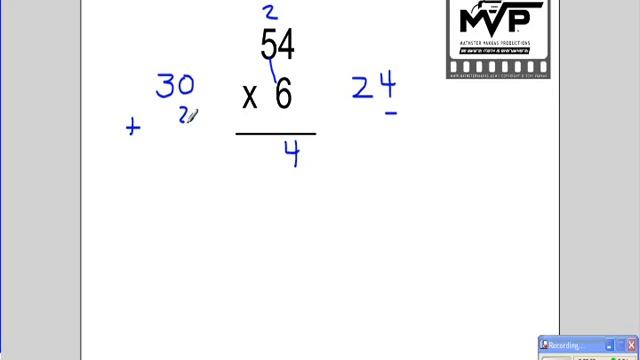 Multiplication, 2 digits by 1 digit (standard algorithm) traditional method