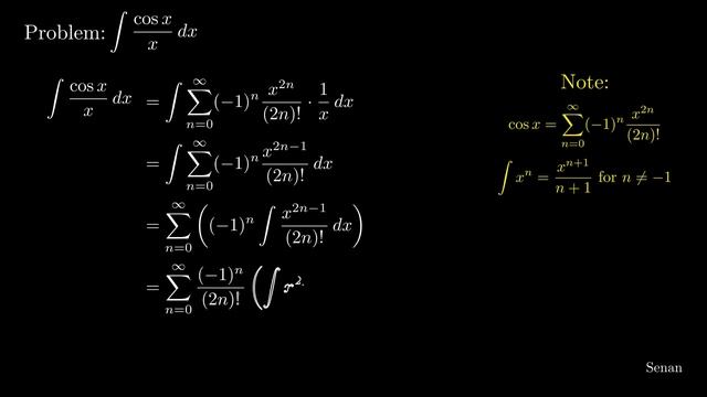 Solving Integral:  ∫ cos x / x dx