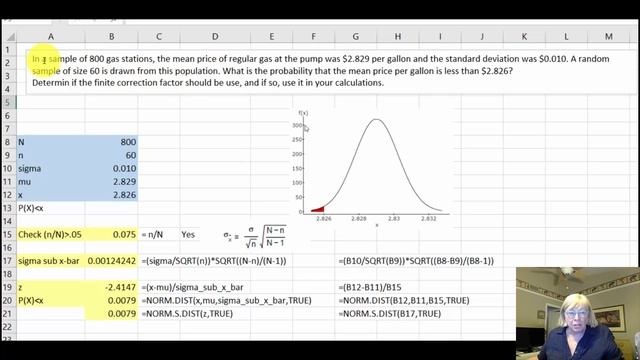 Using Excel to Compute the Finite Population Correction Factor for a Mean [see note below]