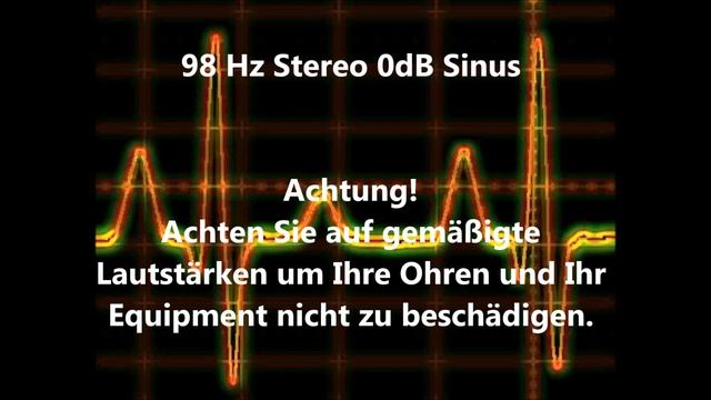 98 Hz Sinus Ton Test 0dB Stereo Piepton Wave Ton