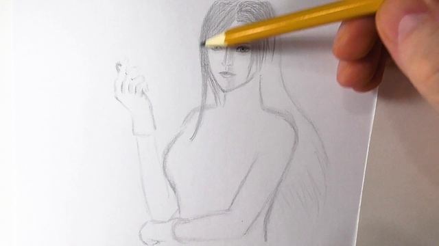 Pencil Drawing Girl Upper Body (Tifa) | Портрет верхней части тела девушки (Тифа) | Timelapse