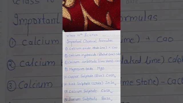10 important chemical formulas of class 10th