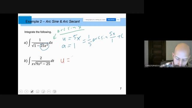 4.7 Inverse Trig Integration (In Class)