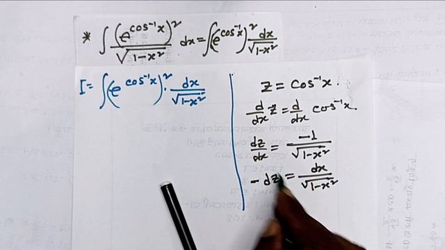 57.    ∫ {(e^cos^-1 X)^2 / √(1-x^2 ) }dx=?