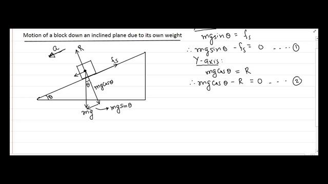 Body moving down an inclined plane due to own weight: Friction