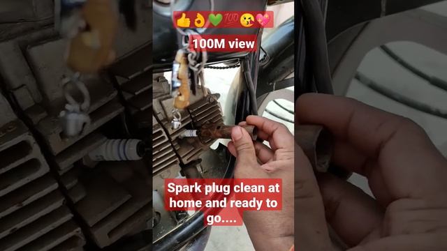 Clean spark plug at your home. #like #trending #trendingshorts #goal100k #travelvlog #mybike