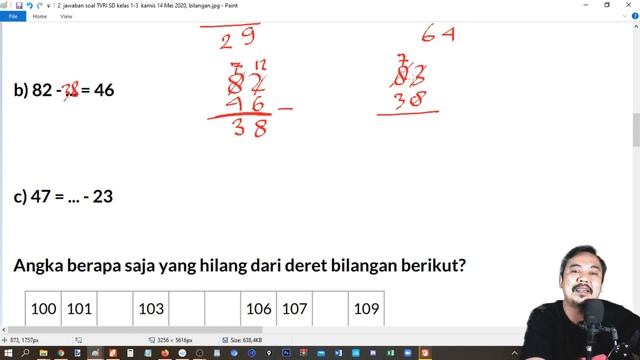 jawaban soal TVRI SD kelas 1 3  kamis 14 Mei 2020, bilangan