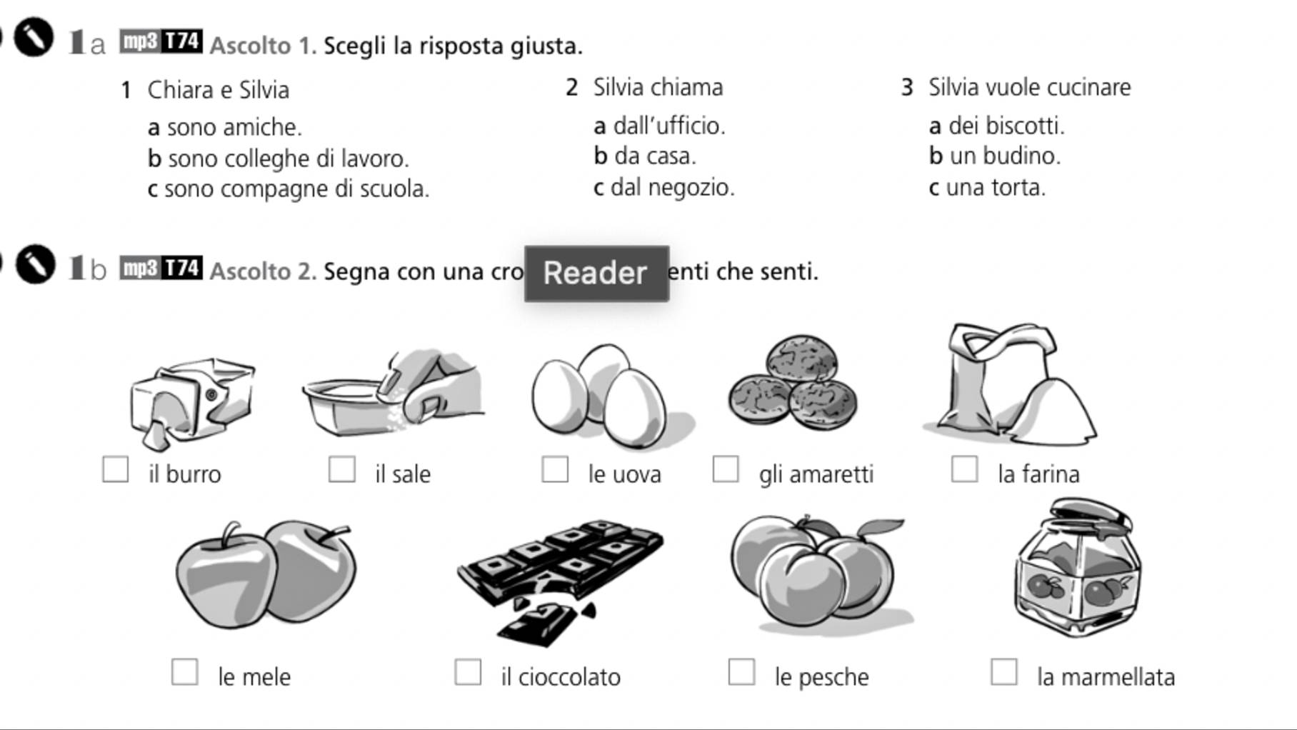 Nuovo Contatto A1 - Unita 4 - Comprensione - 74 Traccia Audio