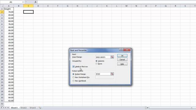 How to Use Excel-The Rank and Percentile Tool