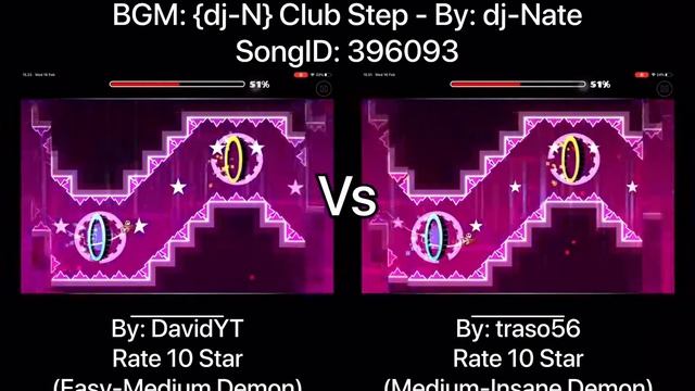 Geometry Dash = Clubstep Full Version (Comparison) (DavidYT Vs traso56)