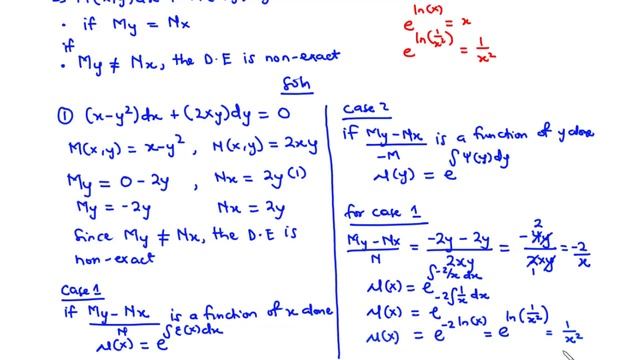 🔵13 - Non Exact Differential Equations and Integrating Factors 1