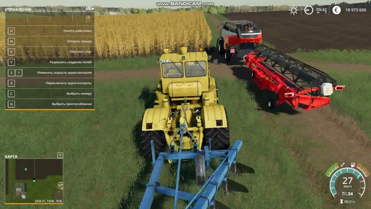 FS19, Кировец К-700А, едем пахать с плугом ПЛНУ-8-40 Farming Simulator 2019 Game